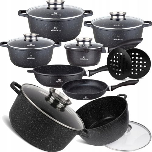  KlönBerg PREMIUM aluminum pot set, 12 pieces.