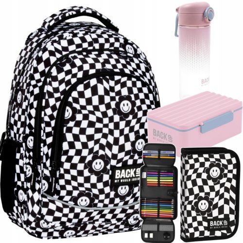BackUP 4-in-1 Youth School Backpack Set with Happy Face Design