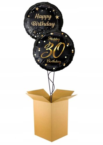  SET OF 2 HELIUM BALLOONS 30TH BIRTHDAY BLACK Gift in a Box