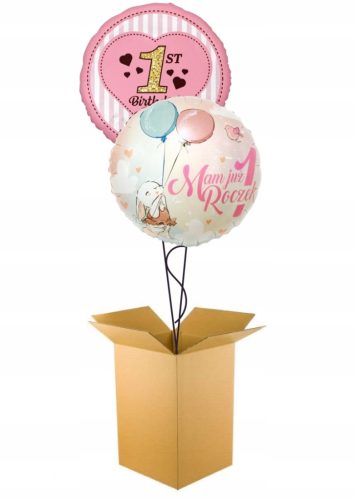  SET OF 2 HELIUM-FILLED BALLOON 1ST BIRTHDAY GIRL