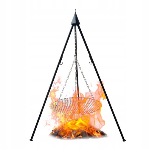  Garden grill, tripod, foldable grate, 60 cm, hanging, 120 cm, large, fireplace