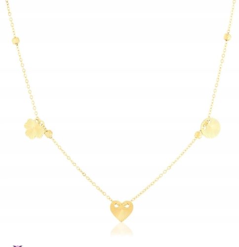  GOLD NECKLACE 316L SURGICAL STEEL HEART CLOVER