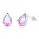  Silver stud earrings blue-pink tourmaline drops pr. 925