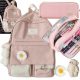 Fashionable Large A4 School Backpack for Girls with Stylish Bear Charm and Pencil Case Included