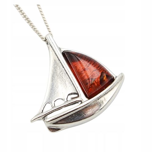  AMBER PENDANT silver SILVER 925 amber + chain