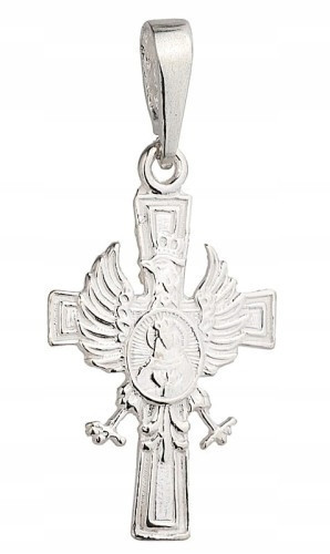  Silver Pendant Patriotic Cross with Eagle and Virgin Mary pr 925