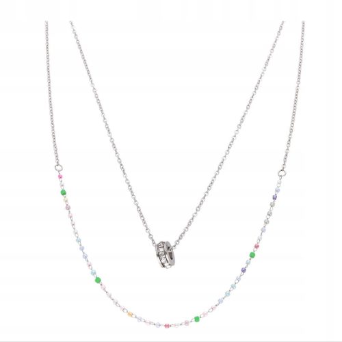  Celebrity necklace silver surgical steel colorful beads