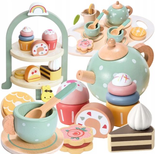  CHILDREN'S SET XXL WOODEN tea coffee set CUPS COOKIES