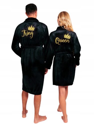  SET OF BATHROBES FOR A COUPLE WITH EMBROIDERY BATHROBE GIFT BLACK