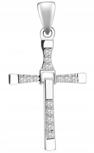  Silver Cross Pendant Large Foldable Vin Diesel with Cubic Zirconia 925