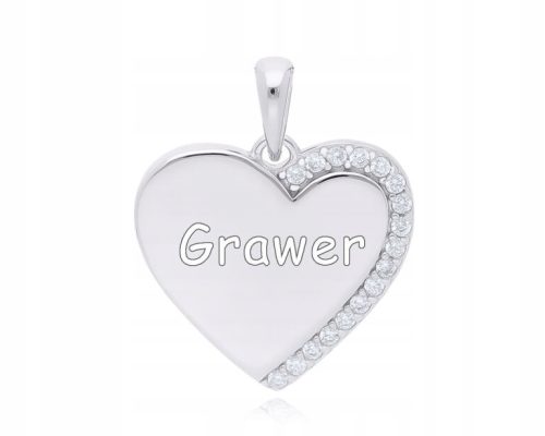  Silver heart pendant with zircons + engraving women's pendant 925