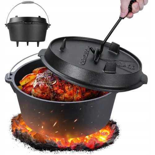  HUNTING KITTEN CAST IRON POT Hungarian roasts for the CAMPFIRE GRILL 4.2L