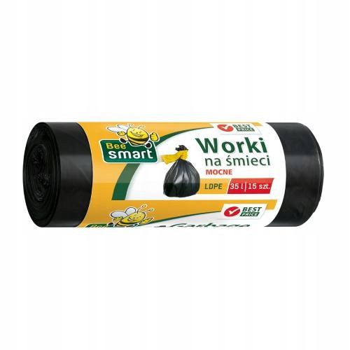  Bee Smart ldpe garbage bags 35l - black 15pcs.