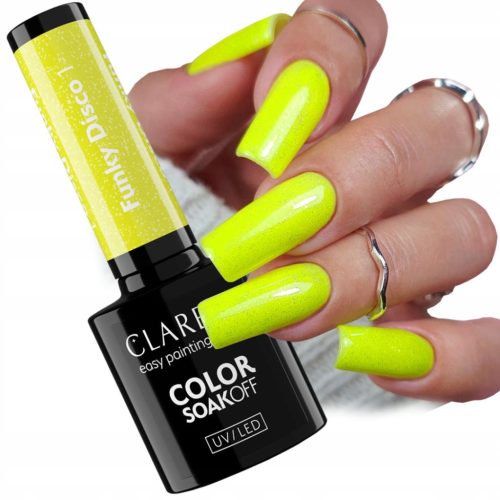  CLARESA FUNKY DISCO 1 YELLOW GROOVE HYBRID NAIL POLISH GLITTER YELLOW