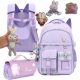 Girls' Purple School Backpack and Pencil Case Set with Multifunctional Design