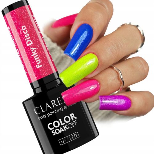  CLARESA FUNKY DISCO HYBRID NAIL POLISH GLITTER NEON COLOUR CHOICE