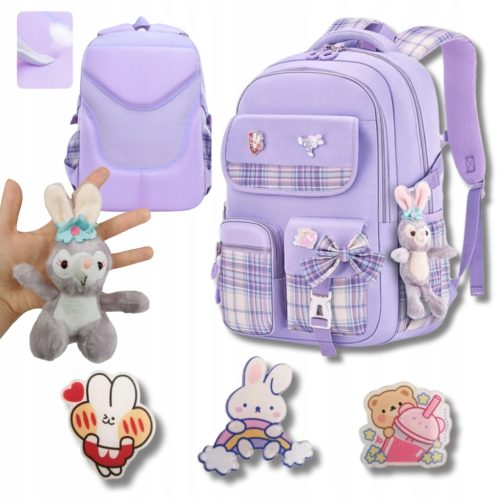 Multi-Functional Purple School Backpack for Grade 1-3 Girls