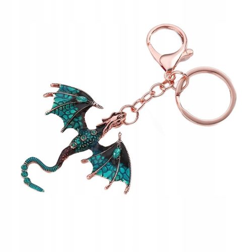  DRAGON DRAGON keychain, glass eyes, black turquoise