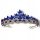  Wedding gold diadem, tiara, crown with cornflower blue stones and zircons