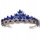  Wedding gold diadem, tiara, crown with cornflower blue stones and zircons