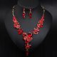  Red set necklace choker earrings stones