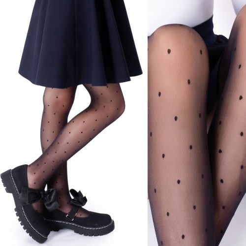  fenome Tights DOTS thin 20 den children's TIGHTS Girls BLACK