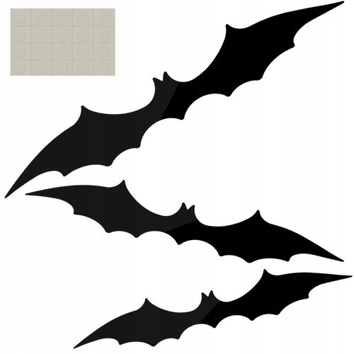  Halloween Bat Decoration Black Foil Set x 3 Ornaments