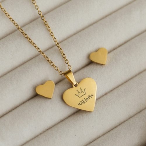  Necklace with engraving + Earrings in a set FOR A GIFT