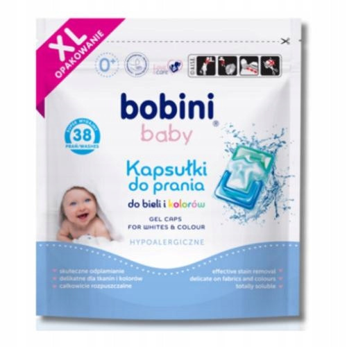  BOBINI Baby Laundry Capsules for Children Hypoallergenic White Color 38 pcs