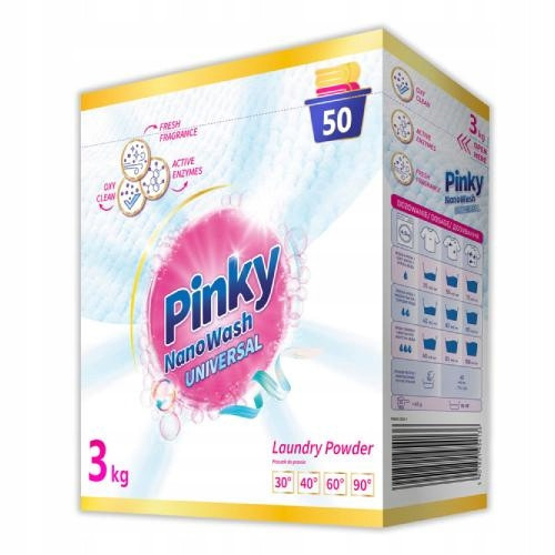  PINKY NANOWASH UNIVERSAL WASHING POWDER FOR WHITE AND LIGHT FABRICS 3KG