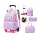 Multi-Functional School Backpack on Wheels with Pouch, Pencil Case, and Charm