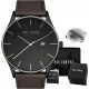  Paul Lorens LONGIO brown leather men's watch - with date + ENGRAVING