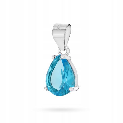  SILVER PENDANT Women's 925 Blue Cubic Zirconia Teardrop Droplet