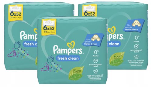  PAMPERS FRESH CLEAN WET WIPES 6 x 52 PCS