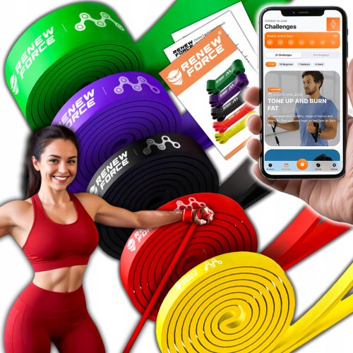  Set of 5 Resistance Bands for Powerband Training Exercises HIGH QUALITY