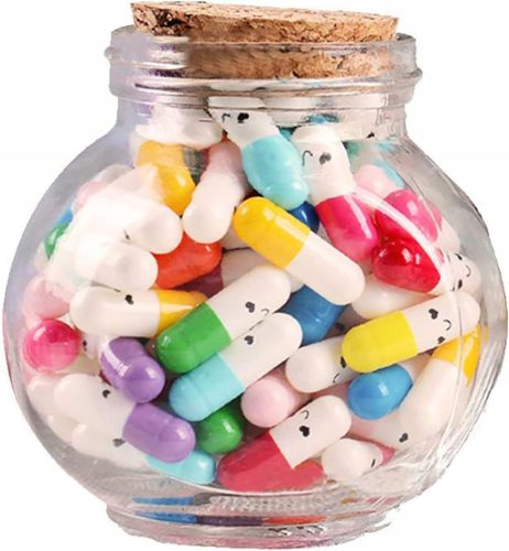  JAR WITH CAPSULE CARDS, LETTERS, FORTUNES FOR VARIOUS OCCASIONS, 100 PIECES