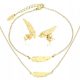  3-PART GOLD PLATED JEWELRY SET FEATHERS SURGICAL STEEL 316 L