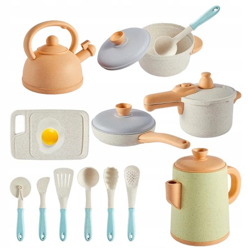  KITCHEN SET TOYS POTS DISHES KETTLE FRYING PAN SPOONS ACCESSORIES