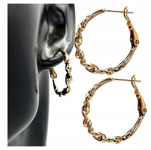  Earrings Gold Hoops Spirals 2.7 cm Surgical Steel Noble