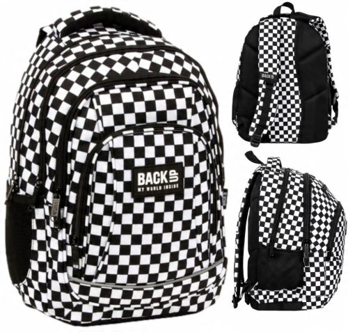 Stylish Youth School Backpack - Contemporary Checkered Design