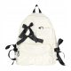 Fashion School Backpack with Ribbon Bow for Teen Girls - Large Capacity, White