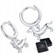  K716 Silver earrings with hanging dachshunds, hoops, clasps, silver 925