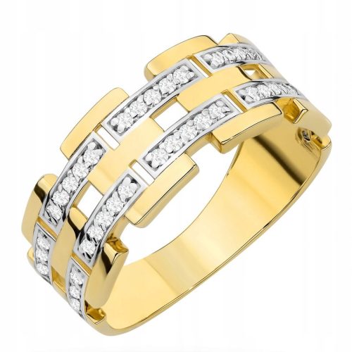  GOLD RING WEDDING RING pr. 333 Wide Segmented Zircons 8k size 11