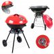  GARDEN TOURIST CHARCOAL GRILL LARGE GRID WITH WHEELS MOBILE RED