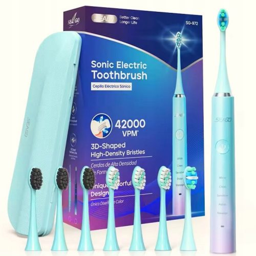  SEAGO sonic toothbrush, case, 8 heads included, 42,000 VPM