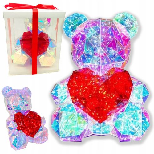  LED TEDDY BEAR TRANSPARENT TEDDY BEAR WITH HEART LAMP GIFT BOX XL 40CM