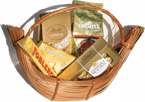 Coffee gift basket, LINDT sweets packed in a wicker basket