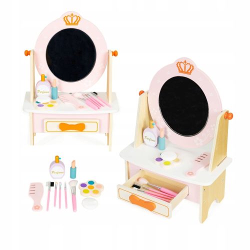  WOODEN DRESSING TABLE WITH ACCESSORIES FOR CHILDREN PINK MAKE-UP MIRROR