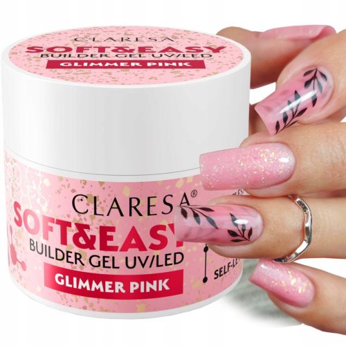  CLARESA SOFT & EASY BUILDING GEL WITH TIXOTROPY WITH GLIMMER PINK PARTICLES 90 g