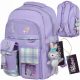 Large Purple School Backpack by Magiczna Aleja with Comfy Straps & Reflective Elements